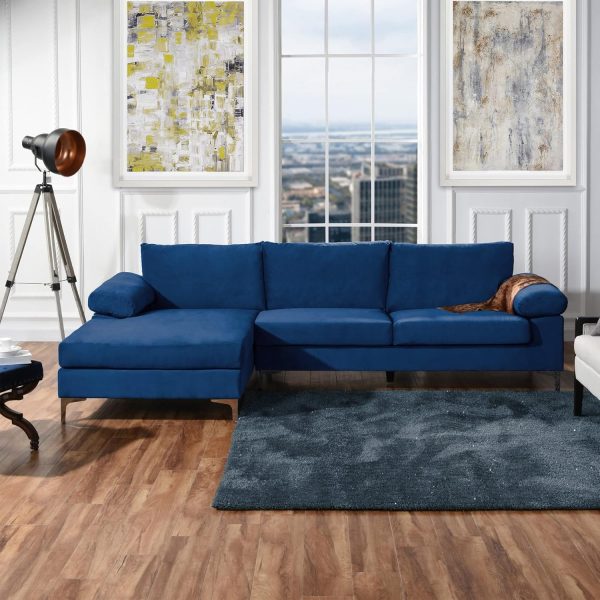 Casa Andrea Milano Modern Large Velvet L-Shape Sec
