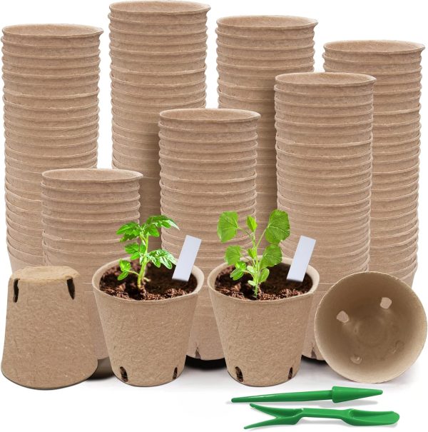 Baxrou 120 Packs 3.15 Inch Peat Pots Plant Starter