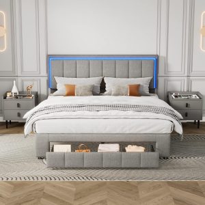 3 Pieces Queen Bedroom Sets, Queen Size Upholstere