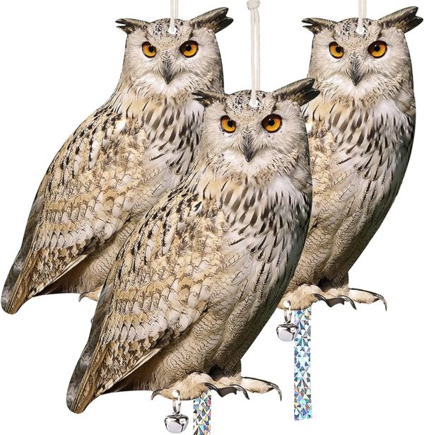 Kungfu Mall Owl to Keep Birds Away, 3 Pack Bird Sc