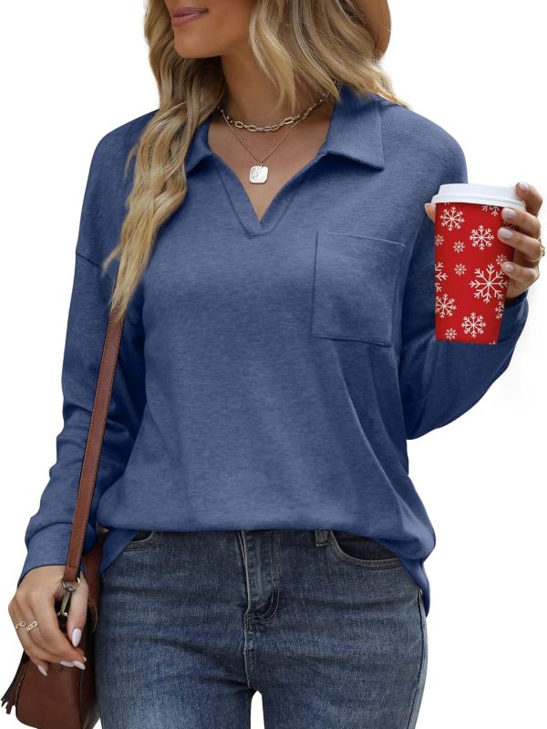 Aloodor Women Fall Fashion 2022 Long Sleeve Shirts