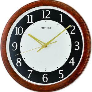 Seiko Hi/Lo Luminous Wall Clock, Brown and Black