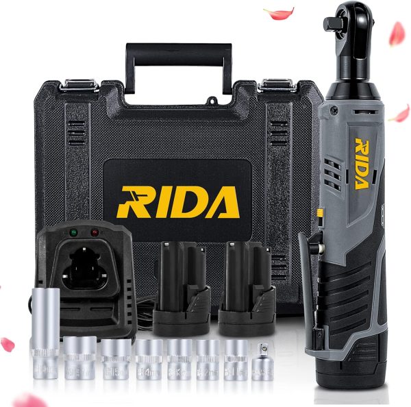 RIDA Cordless Ratchet Wrench Set, 12V Electric Rat