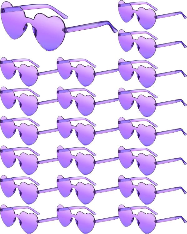 20 Pairs Heart Shaped Rimless Sunglasses Transpare