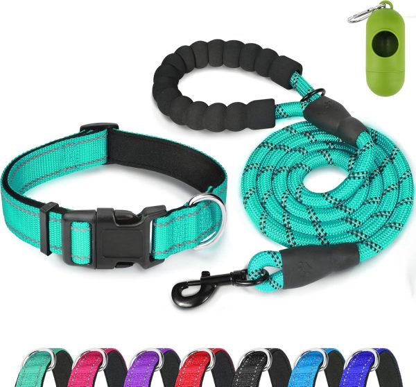 Dynmeow Reflective Dog Collar and Leash Set, Adjus