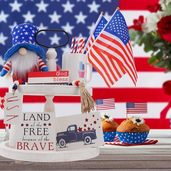 5PCS 4th of July Tiered Tray Decor Patriotic Tiere