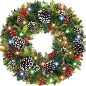 30 Inch Super Large Thick Prelit Christmas Wreath