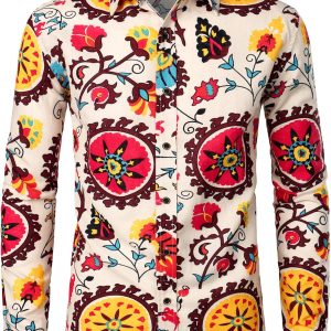 LucMatton Men's Linen Stylish Traditional Pattern