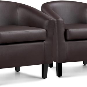 Yaheetech Accent Chairs, PU Leather Barrel Chairs