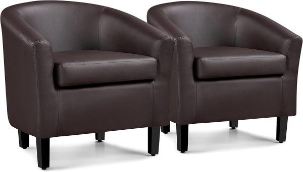 Yaheetech Accent Chairs, PU Leather Barrel Chairs