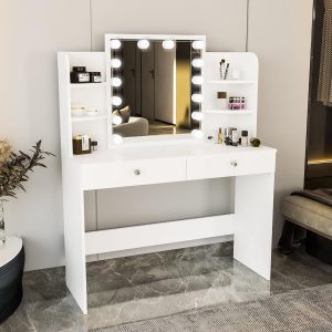 Boahaus Sophie Modern Vanity Makeup Desk with Holl