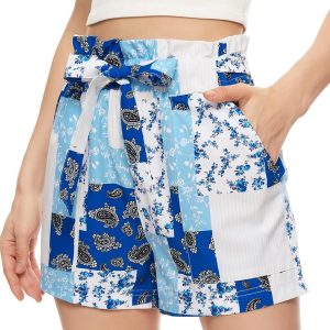 GOLDPKF Women's Shorts for Bowknot Tie Waist Casua