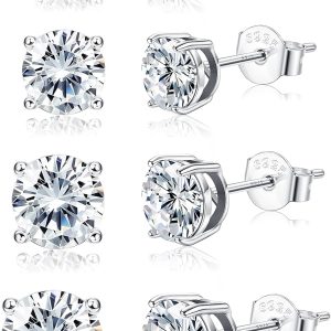 Milacolato 925 Sterling Silver Stud Earrings Set 1