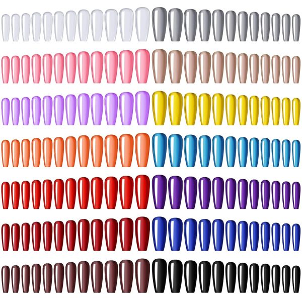 336 Pieces Long Coffin Nails Ballerina Colorful Pr