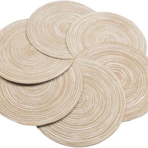 Abuzhen 15 Inch Round Placemats Set of 6 Polypropl