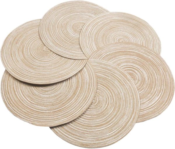 Abuzhen 15 Inch Round Placemats Set of 6 Polypropl