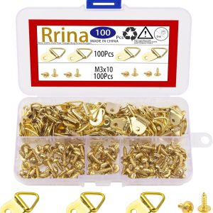 Rrina 100Pcs Gold Plate Triangle Ring Picture Hang