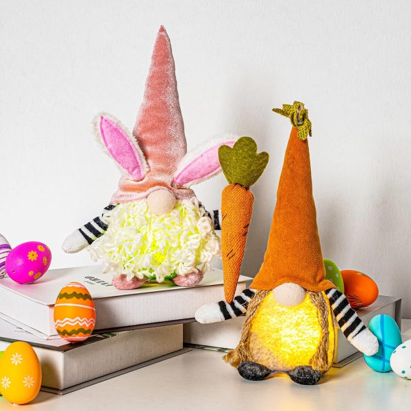 DraMosary Easter Gnomes Plush, 2Pcs Light Up Stuff