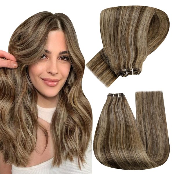 Hetto Blonde Hair Weft Extensions Human Hair Brown