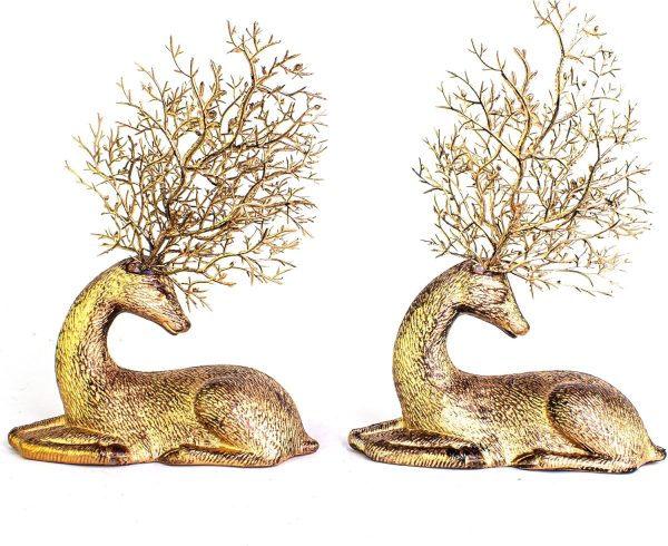 GEDLIRE Christmas Reindeer Figurine Decoration 2 P
