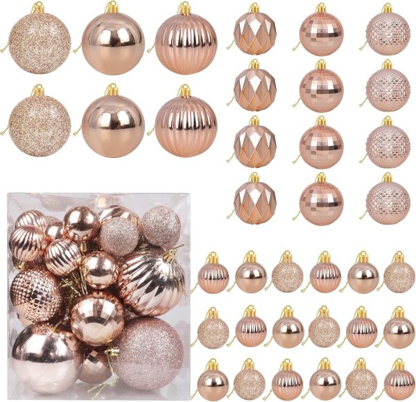 36Pcs Rose Gold Christmas Ball Ornaments for Chris