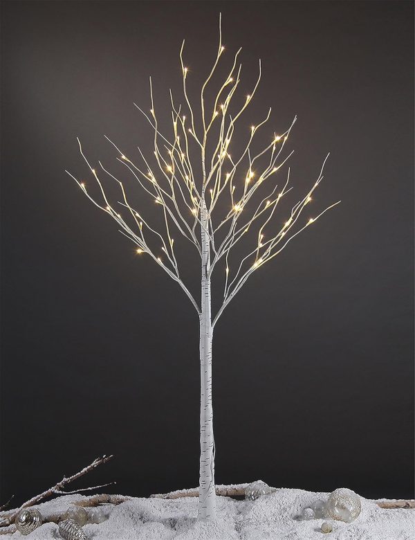 LIGHTSHARE 6FT Birch Tree, 72 LED Lights, Warm Whi