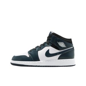 Big Kid's Jordan 1 Mid Armory, azul marino y blanc
