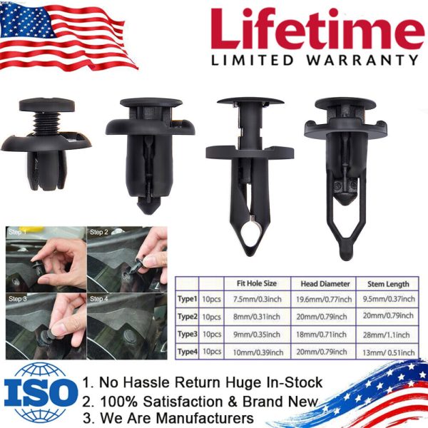 Set Of 40 Car Push Retainer Pin Body Bumper Rivet
