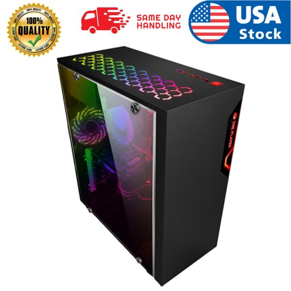 USA BLACK USB3.0 Steel/ Tempered Glass ATX Mid Tow