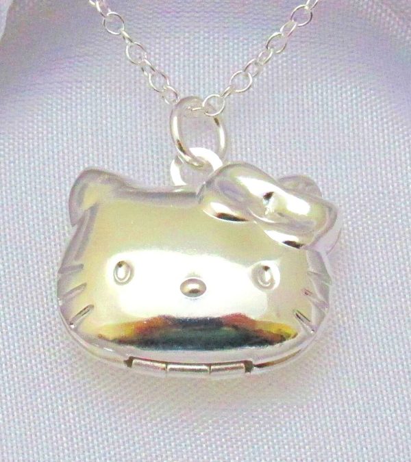 Sterling Silver Hello Kitty Cat Kids Locket Pendan