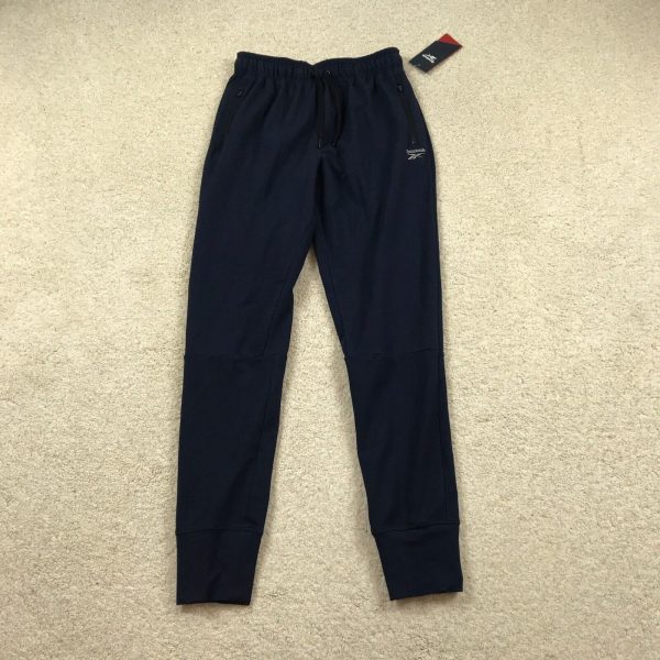 Reebok Mens Small Joggers Sweatpants Navy Blue Sli