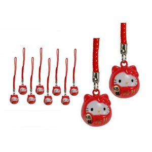10 HELLO KITTY BRASS BELL CHARM Lucky Fortune Daru