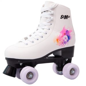 Patines de Mujer 4 ruedas blanco floral purpura Ta