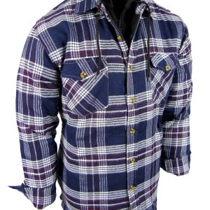 Plaid Flannel Hoodie Jacket Men Full Quilted Lined
