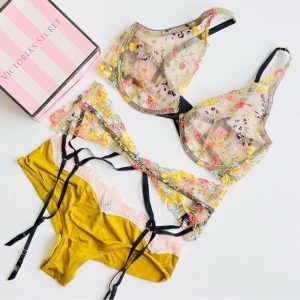 36DD LARGE Victorias Secret 3PCS floral bra set g