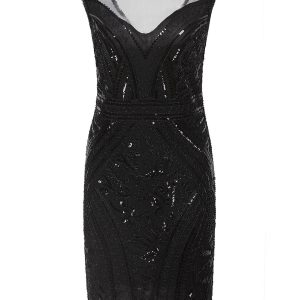 Women's V Back Flapper Dresses 1920s Beaded Gatsby