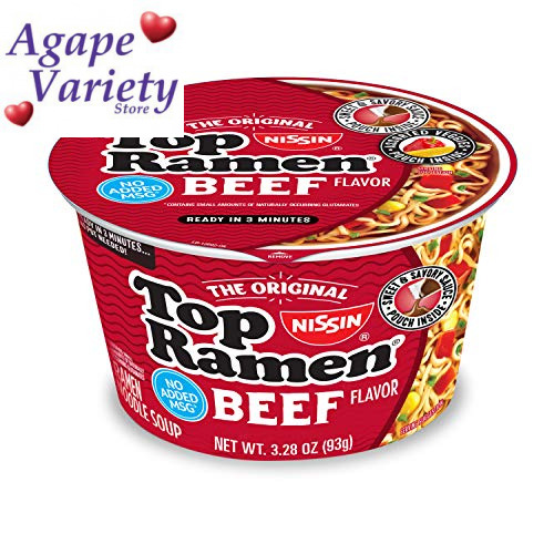 Nissin Top Ramen Bowl Noodle Soup, Beef, 3.28 Ounc