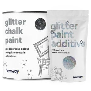 Hemway Glitter Paint Silver Holo Walls Furniture E
