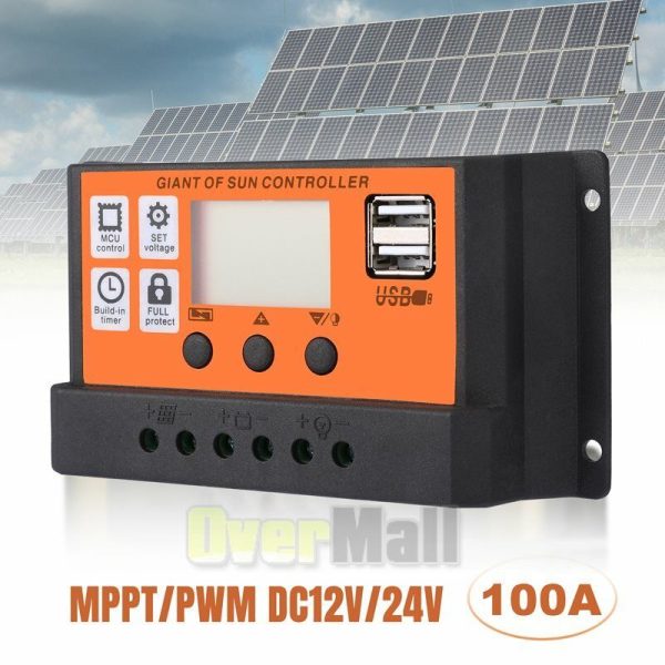 12/24V 100A MPPT Solar Charge Controller Panel Bat