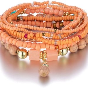 COLORFUL BLING 6 Sets Bohemian Stackable Bead Brac