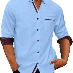 JMIERR Men's Casual Button Down Shirts Wrinkle-Fre
