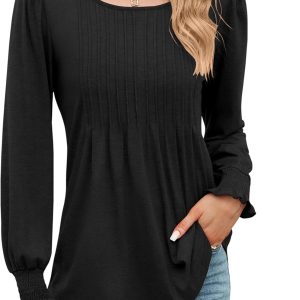 LOMON Women's Summer Puff Long/Short Sleeve Tunic