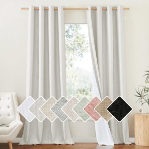 NICETOWN 100 Absolutely Blackout Linen Curtains w